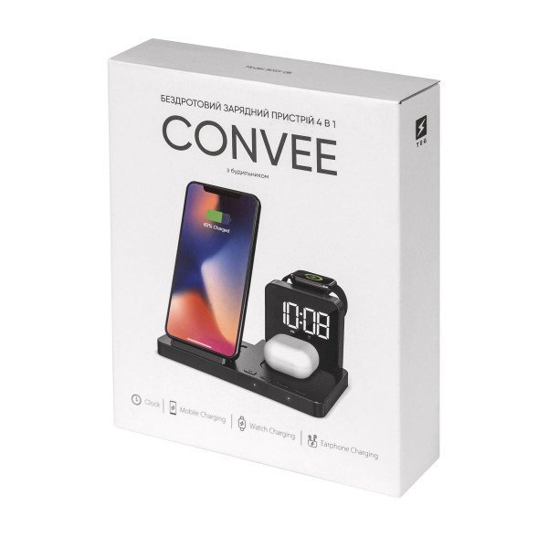 Беспроводное зарядное устройство с часами CONVEE, TM TEG