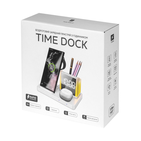 Беспроводное зарядное устройство с часами Time Dock, TM TEG