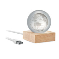 GLOBE LIGHT, Світильник-куля на дерев'яній підставці, Ø6x5,9x5,9 см